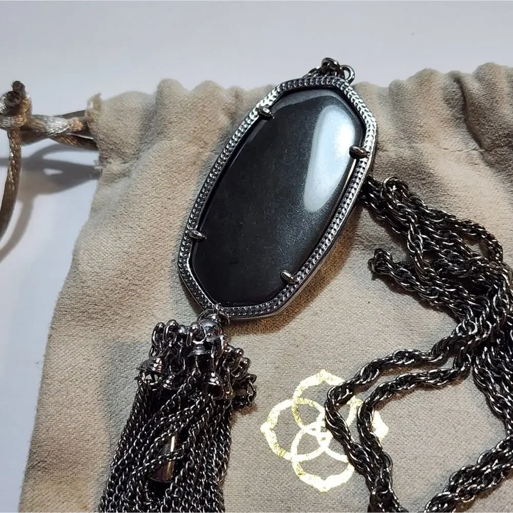 Kendra‎ scott gunmetal and black Rayne necklace